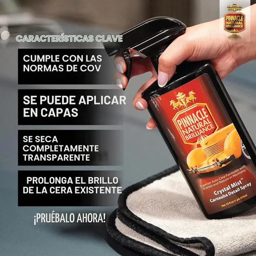 Vista 4 de Pinnacle Natural Brilliance Crystal Mist - Spray para detalles Fórmula a base de cera de carnauba para brillo y protección Extiende el brillo