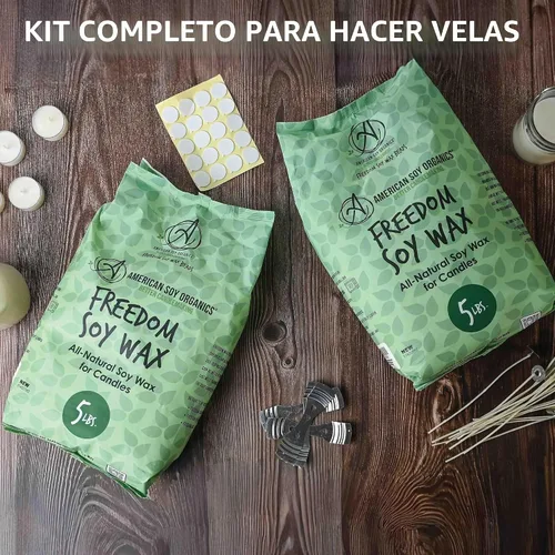 Vista 2 de American Soy Organics Cuentas de cera de soja aptas para microondas para hacer velas – Kit premium de velas de soja – 10 libras de cuentas de soja