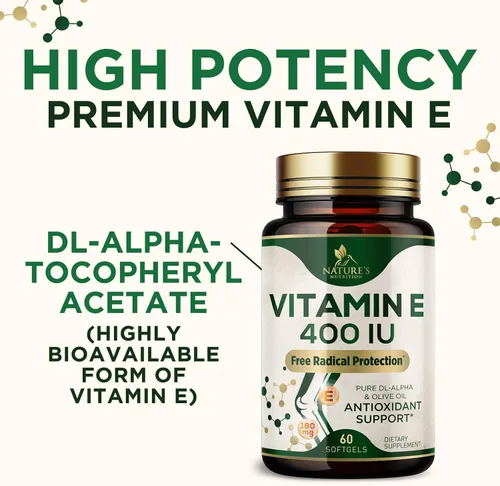 Vista 6 de Vitamina E de 180 mg por porción – Vitaminas E DL-Alfa, suplemento dietético rico en antioxidantes para la piel, el corazón y el apoyo inmunológico