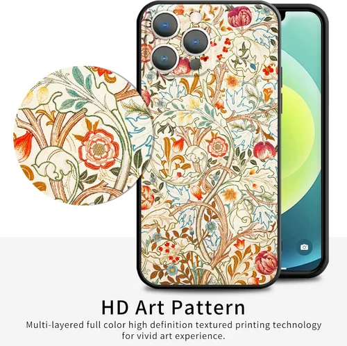 Vista 5 de Berkin Arts Funda de silicona compatible con iPhone 12 Pro Max con protector de pantalla de flores ornamentales intrincadas rosas