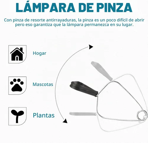 Vista 3 de EP Lámpara de abrazadera con reflector de aluminio desmontable de 5.5 pulgadas, enchufe E26 de 60W (sin bombilla incluida), cable SPT-2 de 18/2 de 6