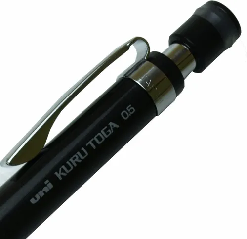 Vista 3 de Portaminas Uni Kuru Toga de 0,5 mm de alta calidad con rotación automática de plomo, negro (M510121P.24)