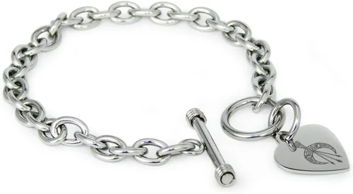 Vista 11 de Pulsera y Collar con Dijes de Símbolos de Corazón de Acero Inoxidable Solo pulsera de plata