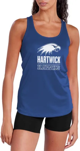 Vista 222 de Camiseta deportiva sin mangas oficial de NCAA Collegiate para mujer, con espalda cruzada, colección con logotipo primario