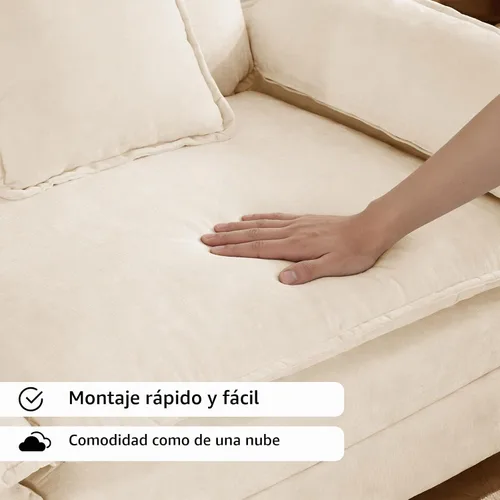Vista 9 de Sofá modular modular de felpilla beige de 78 pulgadas para sala de estar, sofá modular de felpilla beige para sala de estar, sofás para sala