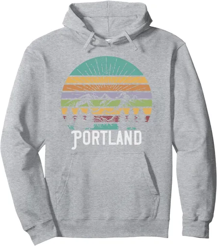 Vista 3 de PORTLAND OREGON - Sudadera con capucha estilo retro vintage de los años 70 y 80, Negro, S