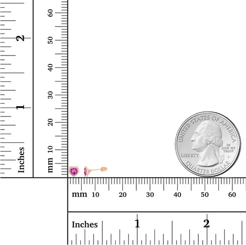Vista 4 de Aretes de tuerca de oro macizo de 14 quilates, hipoalergénicos, de 0.157 in, con forma de corazón, bisel pulido y parte trasera de tornillo