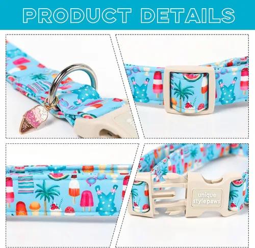 Vista 3 de Unique style paws Collar de perro con hebilla de plástico con colgante, collar de cachorro para primavera y verano, traje de baño para fiesta