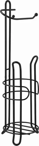 Vista 5 de SunnyPoint Soporte de papel higiénico independiente con almacenamiento, capacidad para 3 rollos de repuesto, acero resistente, acabado negro, fácil