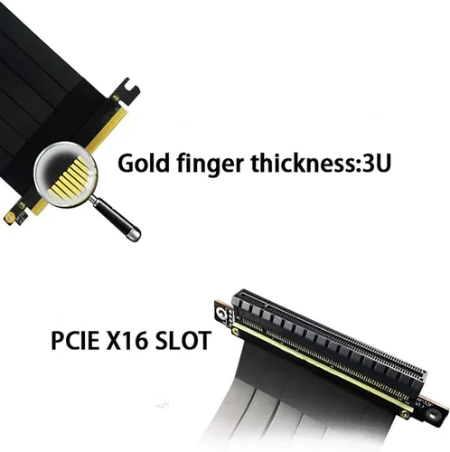 Vista 5 de HLT Tarjeta elevadora PCI Express 3.0 16x, extensión PCIe cable flexible de alta velocidad (7.9 in)