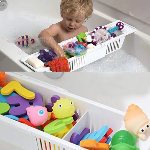 Vista 7 de TOPINCN Bandeja de bañera, bandeja de bañera ampliable, bandeja de baño, bandeja de bañera, puente de ducha, estantes organizadores, accesorios