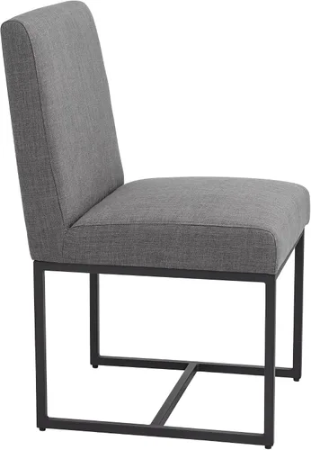 Vista 8 de 55 Downing Street Silla de comedor Myles de tela gris y metal negro