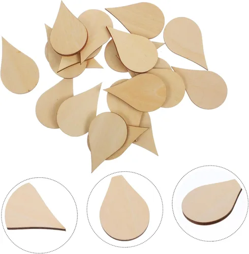 Vista 4 de EXCEART Adorno de gota de agua de 1.969 in, piezas de madera para manualidades, 20 piezas para decoración de bricolaje, accesorios de fotos