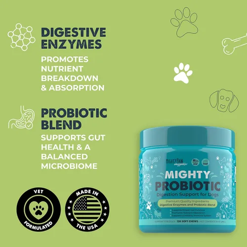 Vista 3 de Mighty Paw Waggables - Probióticos masticables para perros (hechos en Estados Unidos) Probióticos para perros y enzimas digestivas. Probiótico