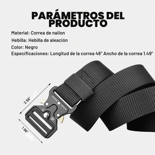 Vista 5 de Cinturón táctico con hebilla de liberación rápida de alta resistencia para hombre de 1.5 pulgadas, cinturón de trabajo de nailon Negro