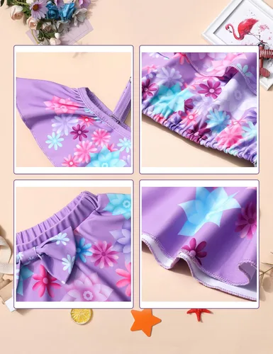Vista 5 de Klurhn Traje de baño de dos piezas para niñas pequeñas