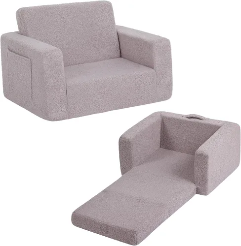 Vista 18 de Tiita Sofá para Niños, Silla Sofá para Niños 2 en 1, Sofá Convertible para Niños Pequeños a Tumbona, Sofá de Bebé Desplegable, Cama Silla