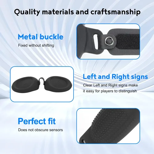 Vista 6 de Empuñaduras de control para accesorios Meta Quest Pro con diseño de carga sin extracción y correa ajustable para nudillos de muñeca, funda