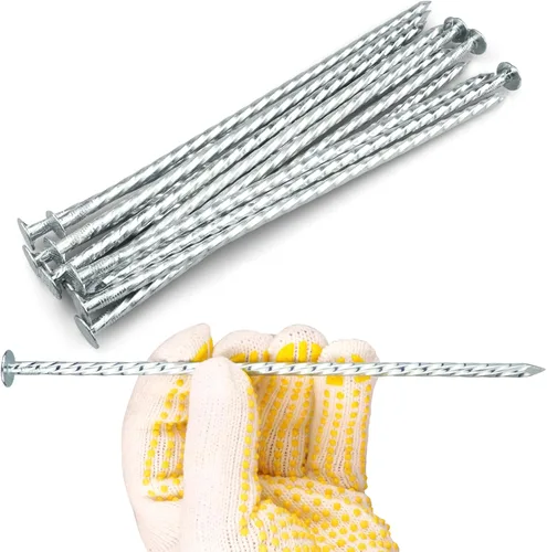 Vista 9 de Clavos Espirales para Paisajismo de Servicio Pesado de 8 pulgadas - Estacas de Jardín de Metal Galvanizado Sólido para Fijar Bordes de Adoquines