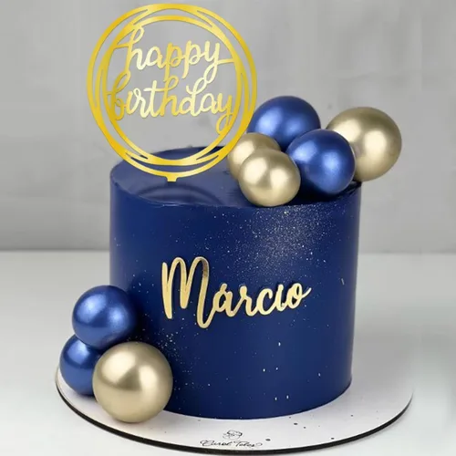 Vista 3 de Decoraciones para Pasteles de Pelotas Simplicity Azul Dorado, Decoraciones de Pelotas para Pasteles DIY, Insertables para Pasteles, Pelotas