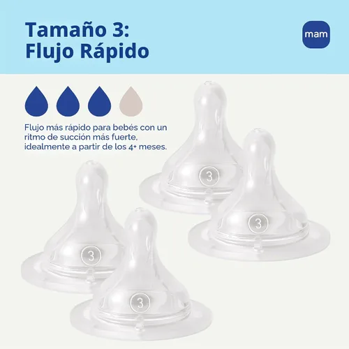 Vista 2 de MAM Tetinas de flujo rápido anticólicos para biberones, se adapta a todos