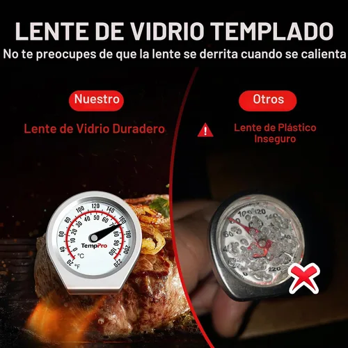 Vista 3 de ThermoPro Dial - Termómetro de carne de lectura instantánea para cocinar, termómetro de alimentos a la parrilla con lente de vidrio, termómetro