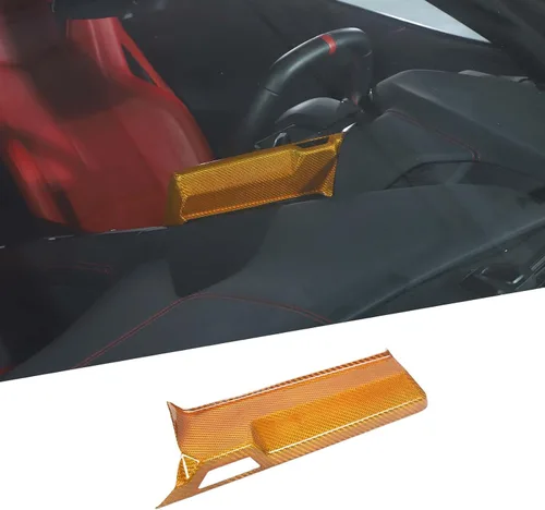 Vista 6 de Cubierta trasera de pantalla de navegación de consola central de fibra de carbono real compatible con Chevrolet Corvette C8 Stingray 2020-2024 Negro