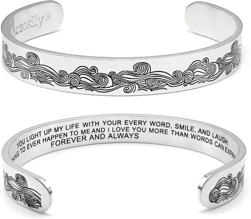 Vista 363 de Pulseras inspiradoras para mujer, joyería de acero inoxidable, con refranes, pulsera motivacional con mensaje oculto, pulseras grabadas para mejor