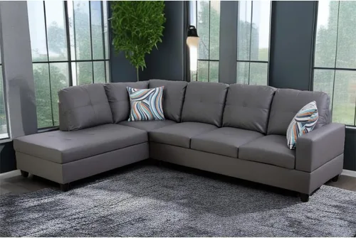 Vista 17 de A Ainehome Juego de sofá de sala de estar, 2 piezas, sofá seccional en forma de L, sofá de piel sintética con diván para sala de A-Negro