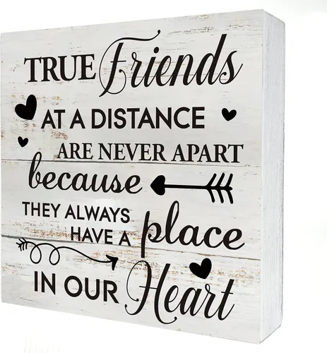 Vista 7 de Kinship Letrero de Caja de Madera Decoración de Escritorio Placa de Bloque de Madera Rústica Letrero de Caja para Decoración de Hogar Sala de Estar