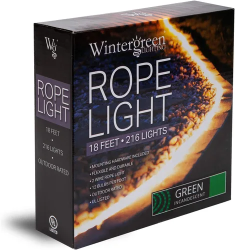 Vista 6 de Wintergreen Lighting Kit de luces de cuerda de 18 pies con 216 bombillas de luz incandescente resistente, luces de cuerda de 120V ETL para Verde