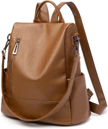 Vista 9 de Mochila de moda para mujer, mochila antirrobo de piel sintética, ligera, resistente al agua, color negro