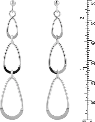 Vista 4 de Trendy Triple bucle gota Plata de ley 925. Post Dangle Earrings