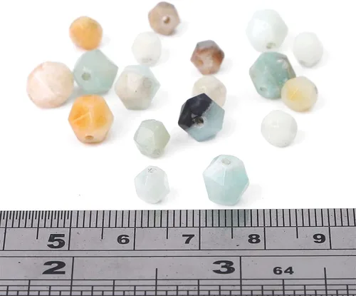 Vista 3 de BEADIA Cuentas redondas de facetas de piedra natural de amazonita de 6 mm para hacer joyas, tira de 36 cm