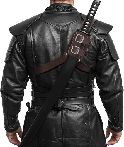 Vista 7 de Back Sword Holster Medieval Sword Holder Frog Marrón