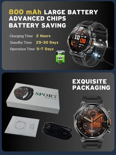 Vista 8 de Fitness Smart Watch for Men Women, Bluetooth Calling & 1.8" AMOLED, SpO2/Heart Rate/Sleep Tracker, 100+ Workout Modes, IP67 Waterproof, 7+Day Black