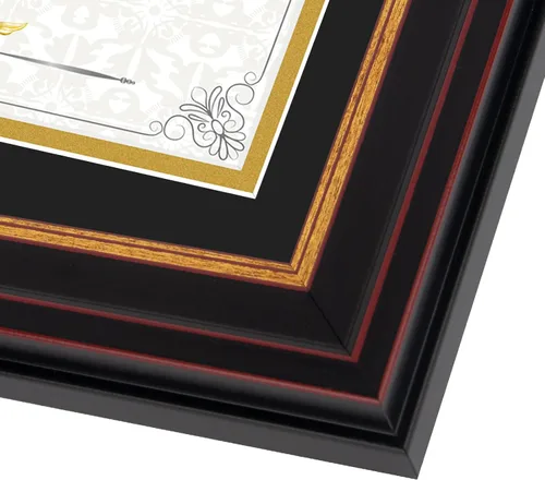 Vista 8 de Frametory, Marco de diploma de 6 x 8 con paspartú doble (negro/dorado) o de 8 x 10 pulgadas sin paspartú, oro negro y borgoña, soporte de caballete