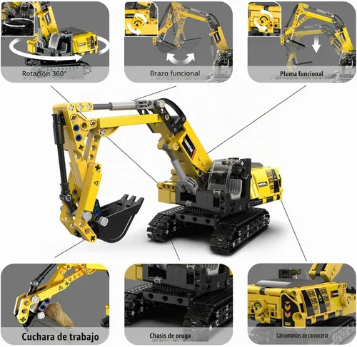 Vista 3 de Juguetes de construcción STEM para niños de 6, 7, 8, 9, 10, 11, 12 años de edad, kit de bloques de construcción modelo de excavadora, juguetes