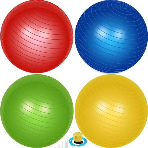 Vista 9 de Leyndo 4 pelotas de ejercicio de yoga de 26 pulgadas, para pilates, embarazo, parto, fitness, con bomba rápida, antiestallido, para mejorar