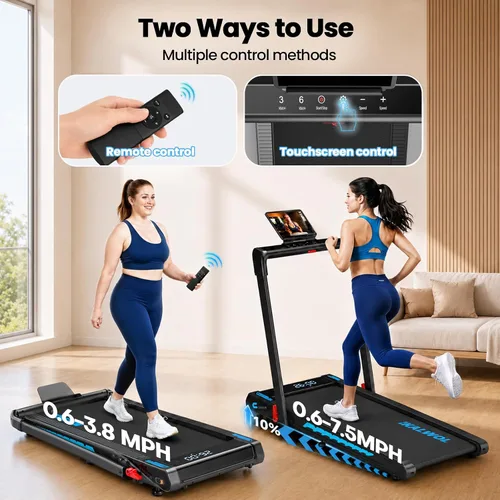 Vista 8 de Cinta de correr con altavoz, caminadora plegable 6 en 1 de 7.5 MPH para el hogar con aplicación compatible, almohadilla para caminar con 10%