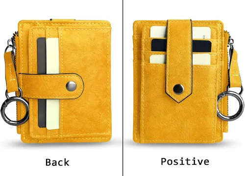 Vista 2 de AOXONEL Cartera de cuero para tarjetas de crédito Rfid para mujeres, compacta, pequeña, para mujer, monedero delgado