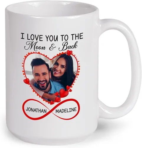 Vista 9 de A True Love Story Never Ever Taza, regalos de boda, regalos de pareja con foto personalizada para él y ella, taza de café con imagen de pareja, taza