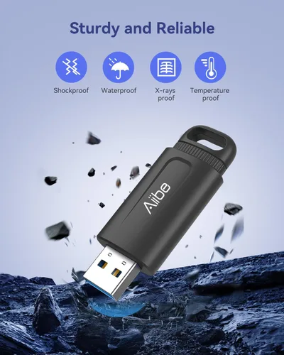 Vista 7 de Aiibe 64GB Flash Drive USB 3.0 Thumb Drive USB Drive Memory Stick with LED Indicator Portable Keychain, Black