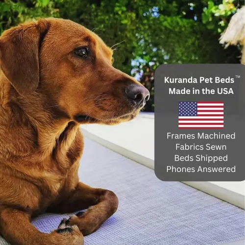 Vista 8 de Kuranda Cama elevada para mascotas a prueba de masticación, PVC almendra, 30 x 20 pulgadas, vinilo resistente, color burdeos
