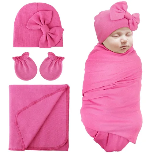 Vista 14 de DRESHOW BQUBO - Conjunto de guantes de algodón para recién nacido, manta cálida para bebé, saco de dormir para bebé, regalo de ducha