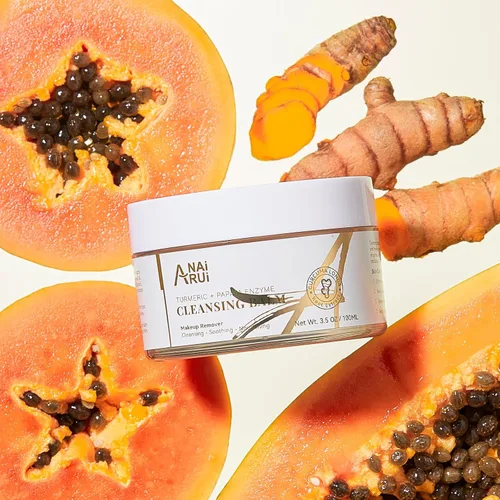 Vista 5 de ANAI RUI Bálsamo removedor de maquillaje de cúrcuma, bálsamo limpiador de cúrcuma, exfoliante facial para derretir maquillaje, limpieza de poros