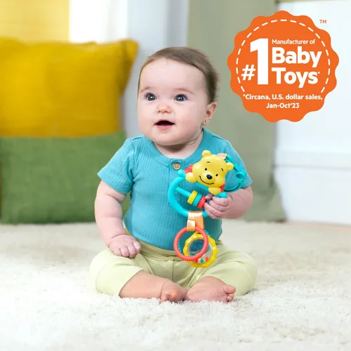Vista 2 de Bright Starts Disney Baby Winnie The Pooh Juguete de Actividad Oso Ocupado, Juguete de Cochecito Unisex, Recién Nacidos en Adelante
