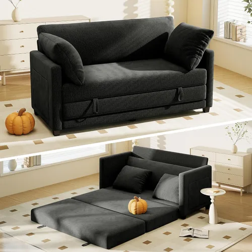 Vista 10 de Myroyalsit - Sofá cama convertible de 51 pulgadas, sofá cama plegable 2 en 1, sofá biplaza para espacios pequeños, con 2 cojines, para apartamento