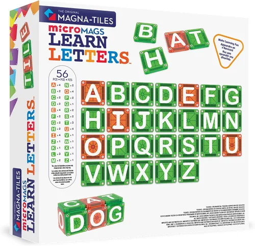 Vista 2 de MAGNA-TILES MicroMAGS Learn Letters - Juego de construcción magnética de 56 piezas, la marca original de construcción magnética