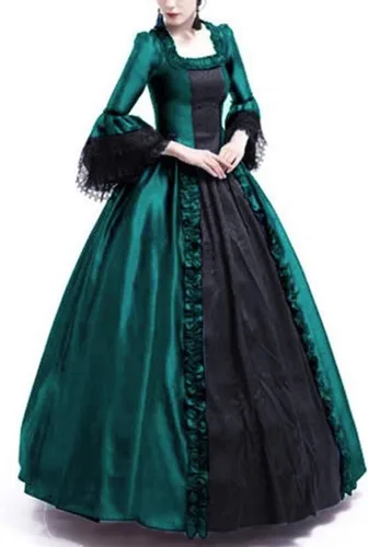 Vista 2 de SHOPESSA Vestido vintage para mujer, vestido de baile de los años 1800, vestido de manga acampanada, vestido de Lolita rococó de los años 70